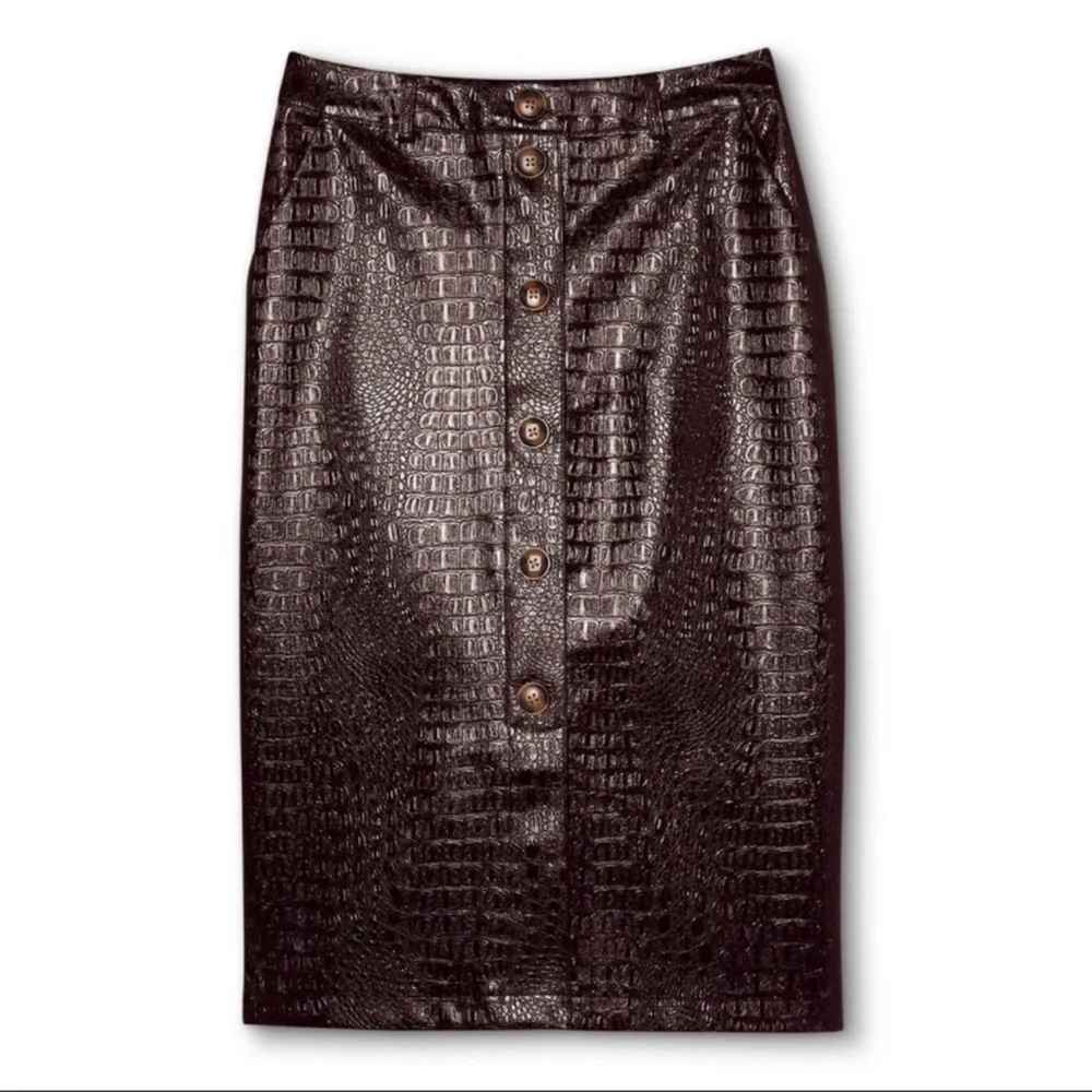 NWT Rachel Comey Women’s Faux Leather Brown Textured Pencil Skirt  10